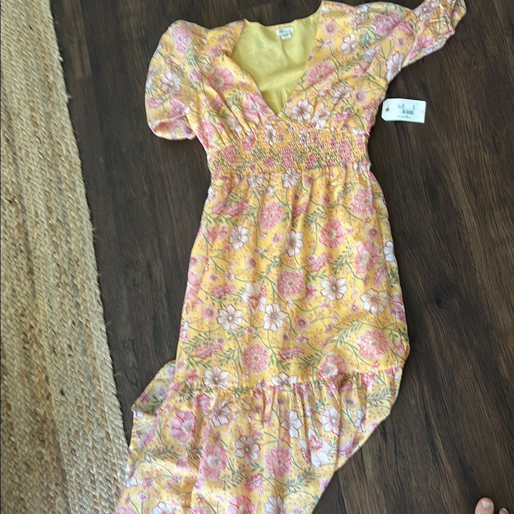 Floral Yellow Kids Dress